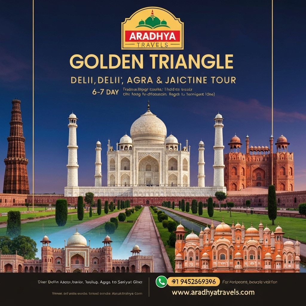 Golden Triangle Tour Delhi Agra Jaipur promotional flyer