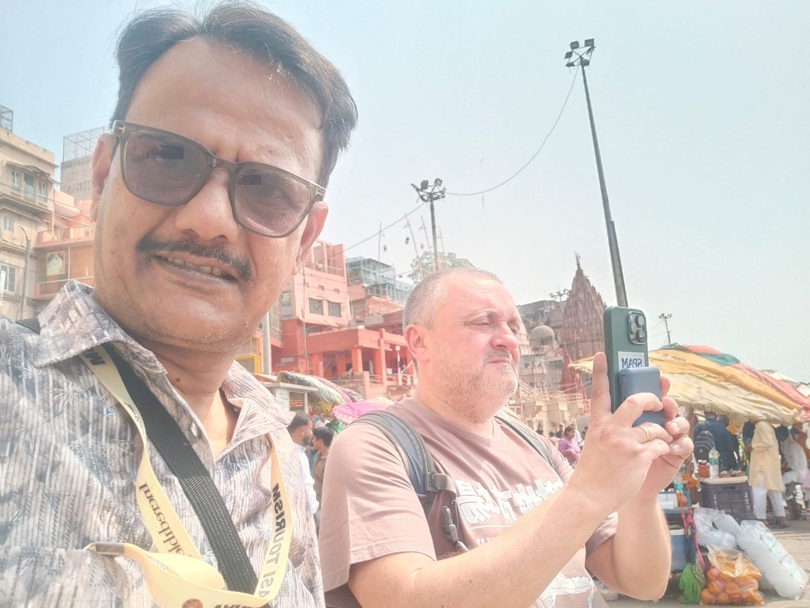 Tourist and Guide Market Selfie