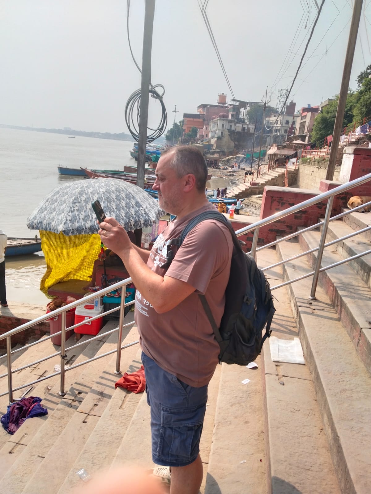 Tourist Exploring Varanasi Ghats